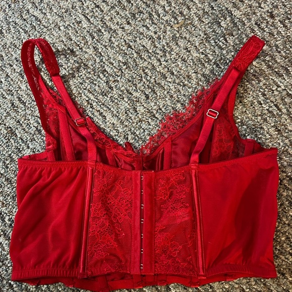 Victorias Secret Dream Engels Chic Red Lace Corset Top sz L #002 - Picture 2 of 2